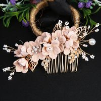 Retro Flower Alloy Handmade Artificial Pearls Hair Combs sku image 14