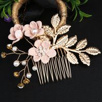 Retro Flower Alloy Handmade Artificial Pearls Hair Combs sku image 10