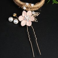 Retro Flower Alloy Handmade Artificial Pearls Hair Combs sku image 2
