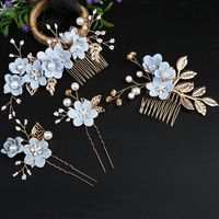 Retro Flower Alloy Handmade Artificial Pearls Hair Combs main image 6