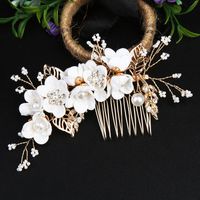Retro Flower Alloy Handmade Artificial Pearls Hair Combs sku image 15