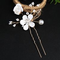 Retro Flower Alloy Handmade Artificial Pearls Hair Combs sku image 7