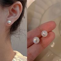 Fashion Heart Shape Flower Copper Beaded Plating Inlay Pearl Zircon Earrings Ear Studs 1 Pair sku image 1