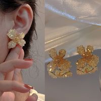 Fashion Heart Shape Flower Copper Beaded Plating Inlay Pearl Zircon Earrings Ear Studs 1 Pair sku image 14