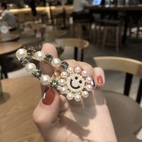 Hairpin Bright Rhinestone Metal Smiley Face Small Duckbill Clip Hairpin Side Clip main image 5