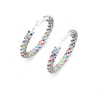 Fashionable Simple Circle Diamond Earrings sku image 2