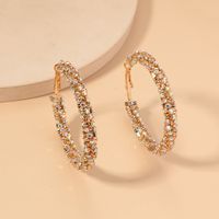 Fashionable Simple Circle Diamond Earrings sku image 4