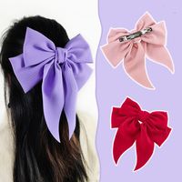 Korean Bow Hairpin Chiffon Double Spring Clip Fashion Hairclip main image 1