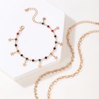 Simple Style Star Dolphin Alloy Beaded Tassel Inlay Rhinestones Women's Anklet 3 Piece Set main image 2