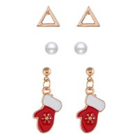 Mode Weihnachtsmann Bogenknoten Legierung Künstliche Perlen Frau Tropfenohrringe 1 Paar sku image 4