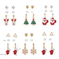 Mode Weihnachtsmann Bogenknoten Legierung Künstliche Perlen Frau Tropfenohrringe 1 Paar main image 1