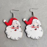1 Pair Cute Christmas Tree Snowman Wood Drop Earrings main image 5