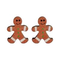 Cute Christmas Tree Gingerbread Snowman Wood Women's Ear Studs 1 Pair main image 3