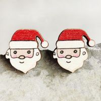 Cute Christmas Tree Gingerbread Snowman Wood Women's Ear Studs 1 Pair sku image 5