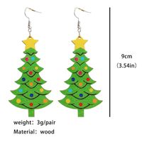 1 Pair Cute Christmas Tree Snowman Wood Drop Earrings main image 3