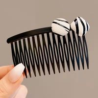 Retro Geometric Stripe Arylic Pom Poms Hair Combs sku image 2