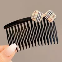 Retro Geometric Stripe Arylic Pom Poms Hair Combs sku image 3