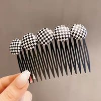 Retro Geometric Stripe Arylic Pom Poms Hair Combs sku image 14