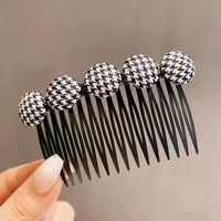 Retro Geometric Stripe Arylic Pom Poms Hair Combs sku image 15