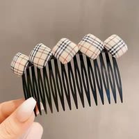 Retro Geometric Stripe Arylic Pom Poms Hair Combs sku image 12