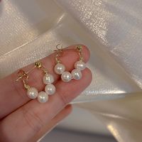 1 Pair Lady Heart Shape Inlay Imitation Pearl Alloy Artificial Gemstones Drop Earrings main image 5