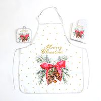 Cross-border Polyester Printing Kitchen Thickened Oil-resistant Apron Oven Heat Insulation Gloves Baking Heat Insulation Anti-scald Anti-fouling Set sku image 4
