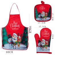 Cross-border Polyester Printing Kitchen Thickened Oil-resistant Apron Oven Heat Insulation Gloves Baking Heat Insulation Anti-scald Anti-fouling Set sku image 22
