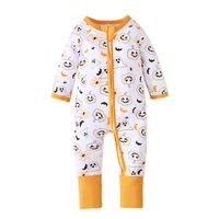 Halloween Fashion Pumpkin Zipper Cotton Baby Rompers sku image 2