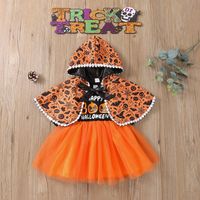 Halloween Fashion Pumpkin Letter Bowknot Cotton Girls Dresses main image 6