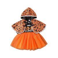 Halloween Fashion Pumpkin Letter Bowknot Cotton Girls Dresses sku image 4