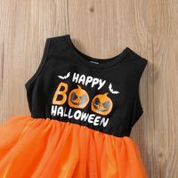 Halloween Fashion Pumpkin Letter Bowknot Cotton Girls Dresses main image 4