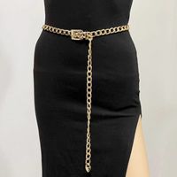 Simple Style Geometric Alloy Chain Women's Leather Belts 1 Piece sku image 1