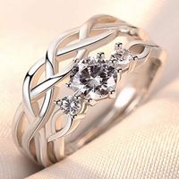 Fashion Heart Shape Crown Copper Plating Rhinestones Rings main image 4
