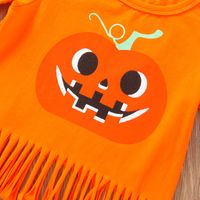 Halloween Fashion Pumpkin Tie Dye Cotton Girls Clothing Sets main image 5