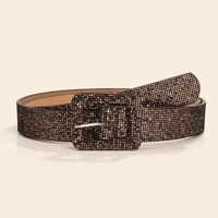 Fashion Rectangle Pu Leather Sequins Women's Leather Belts 1 Piece sku image 1