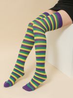 Stripe Solid Color Breathable Stockings sku image 13