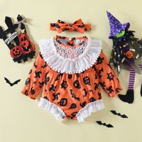 Halloween Fashion Grimace Bowknot Cotton Baby Rompers main image 5