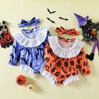 Halloween Fashion Grimace Bowknot Cotton Baby Rompers main image 1
