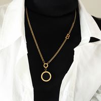 Long Fashion Black White Double-sided Pendant Sweater Chain  New Jewelry sku image 2