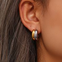 1 Pair Fashion C Shape Plating Stainless Steel Gold Plated Gold Plated Earrings main image 4