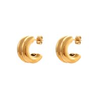 1 Pair Fashion C Shape Plating Stainless Steel Gold Plated Gold Plated Earrings main image 3