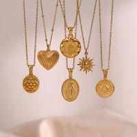 Retro Tortoise Sun Heart Shape Stainless Steel Plating Gold Plated Gold Plated Necklace main image 1