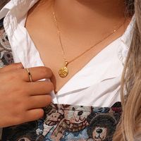 Retro Tortoise Sun Heart Shape Stainless Steel Plating Gold Plated Gold Plated Necklace main image 3