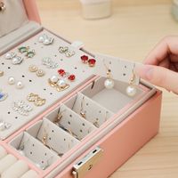Simple Style Solid Color PU Leather Layered Jewelry Boxes main image 5