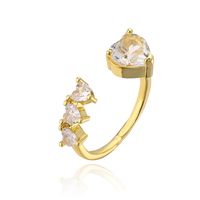 Fashion Leaf Starfish Butterfly Copper Gold Plated Pearl Zircon Open Ring sku image 2