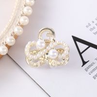 Fashion Heart Shape Bow Knot Metal Plating Artificial Pearls Hair Claws 1 Piece sku image 7