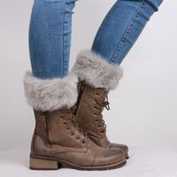European And American Fur Boot Cover Warm Foot Sock Christmas Fur Booties Short Wool Shoe Cover main image 4