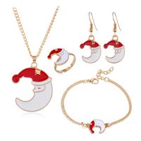 Fashion Santa Claus Alloy Enamel Women's Bracelets Earrings Necklace 1 Set sku image 2