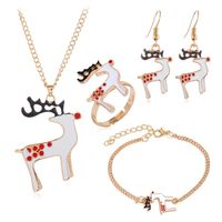 Fashion Santa Claus Alloy Enamel Women's Bracelets Earrings Necklace 1 Set sku image 3