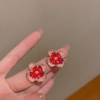 Sweet Heart Shape Flower Alloy Rhinestones Women's Drop Earrings 1 Pair sku image 12